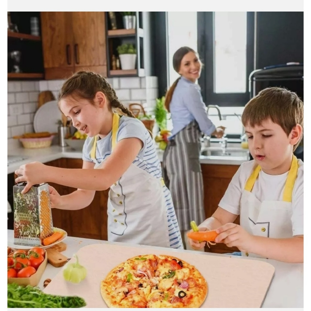 Pizza Stone for Oven and Grill, 1 5"x1 2" & Bamboo﻿ Pizza Board Durable and Safe - Picture 3 of 5